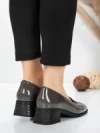 Pantofi cu toc din piele naturala 1355-10 GREY | ADVANCER