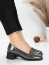 Pantofi cu toc din piele naturala 1355-10 GREY | ADVANCER