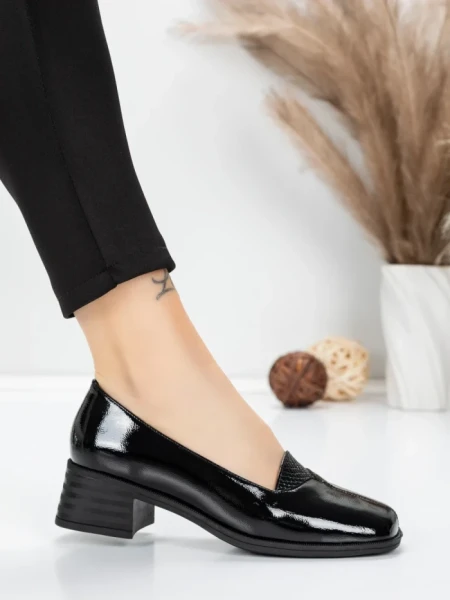 Pantofi cu toc din piele naturala 1355-10 BLACK | ADVANCER