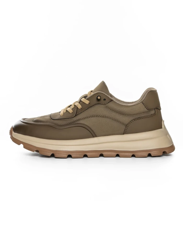 Pantofi Sport Barbati din piele naturala A90009 KHAKI | ADVANCER