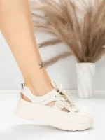 Pantofi Sport Dama din piele naturala 70136X CREAM | ADVANCER