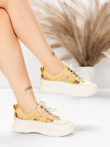 Pantofi Sport Dama din piele naturala 70136X YELLOW | ADVANCER