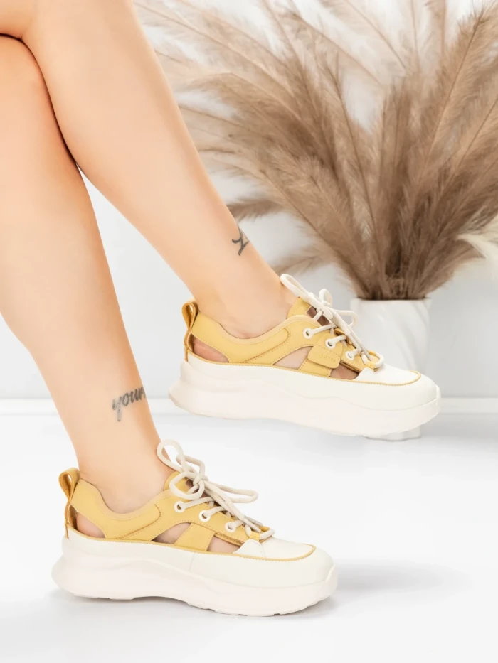Pantofi Sport Dama din piele naturala 70136X YELLOW | ADVANCER