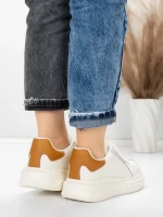 Pantofi Sport Dama din piele naturala FP26309 WHITE-APRICOT | ADVANCER