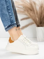 Pantofi Sport Dama din piele naturala FP26309 WHITE-APRICOT | ADVANCER