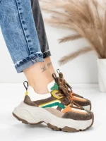 Pantofi Sport Dama din piele naturala HY1369 BROWN-ORANGE | FRANCO GERARDO
