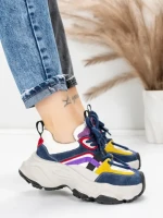 Pantofi Sport Dama din piele naturala HY1369 BLUE-YELLOW | FRANCO GERARDO