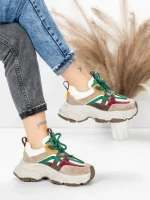 Pantofi Sport Dama din piele naturala HY1369 APRICOT-RED | FRANCO GERARDO