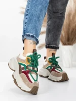 Pantofi Sport Dama din piele naturala HY1369 APRICOT-RED | FRANCO GERARDO