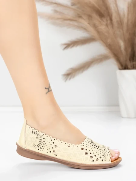 Balerini Dama din piele naturala 355-2 YELLOW | ADVANCER