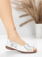 Balerini Dama din piele naturala 355-2 WHITE | ADVANCER