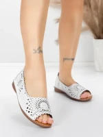 Balerini Dama din piele naturala 355-2 WHITE | ADVANCER