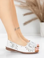 Balerini Dama din piele naturala 355-2 WHITE | ADVANCER