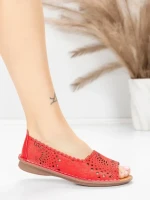 Balerini Dama din piele naturala 355-2 RED | ADVANCER