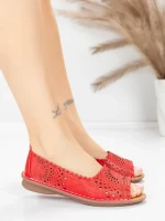 Balerini Dama din piele naturala 355-2 RED | ADVANCER