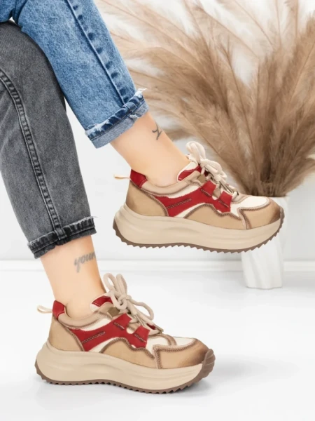 Pantofi Sport Dama din piele naturala 572105 RED | FRANCO GERARDO