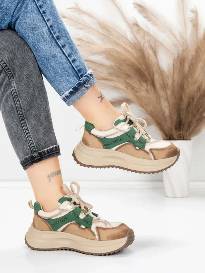 Pantofi Sport Dama din piele naturala 572105 GREEN | FRANCO GERARDO