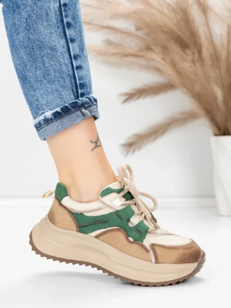Pantofi Sport Dama din piele naturala 572105 GREEN | FRANCO GERARDO