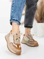 Pantofi Sport Dama din piele naturala 572305 CREAM-YELLOW | FRANCO GERARDO