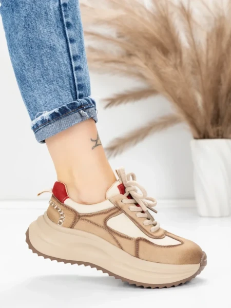Pantofi Sport Dama din piele naturala 572103 RED | FRANCO GERARDO