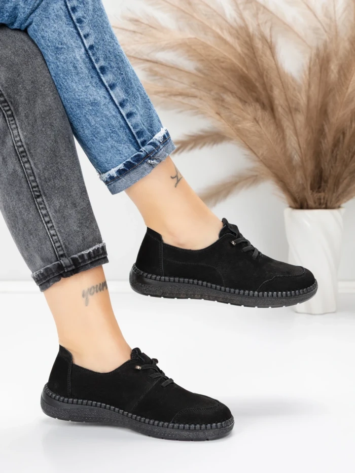 Pantofi Casual Dama din piele naturala 8736 BLACK | FORMAZIONE