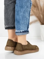 Pantofi Casual Dama din piele naturala 8736 KHAKI | FORMAZIONE