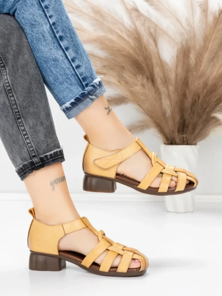 Sandale Dama din piele naturala 7983 YELLOW | ADVANCER