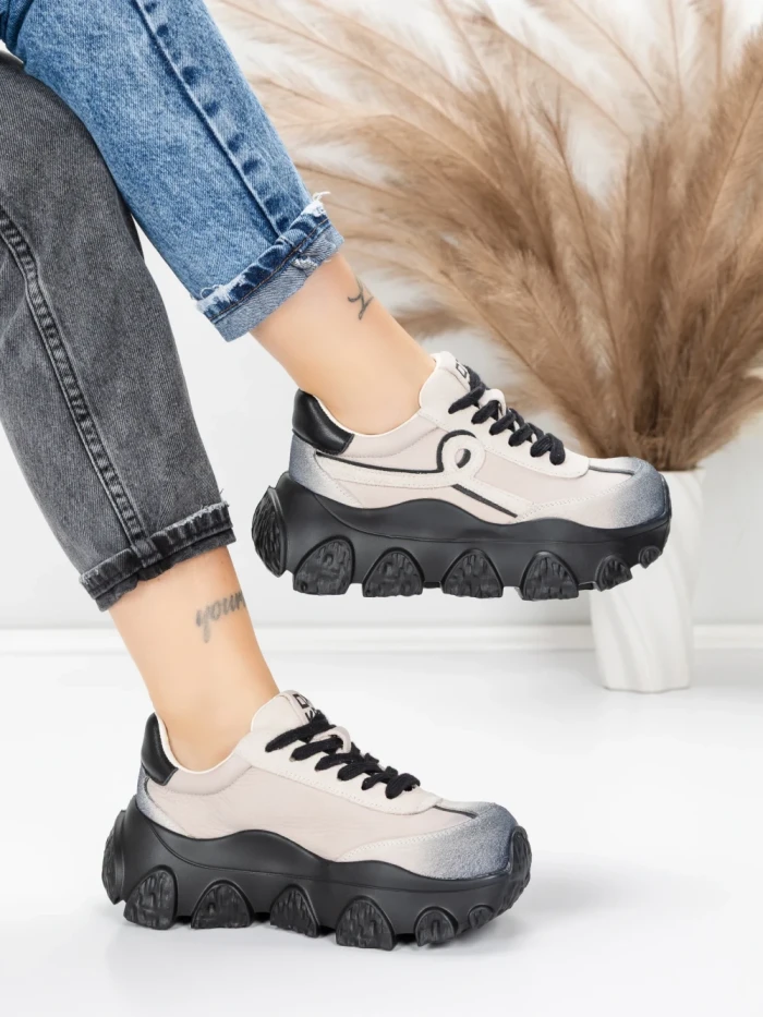 Pantofi Sport Dama din piele naturala 9802 GREY | FRANCO GERARDO