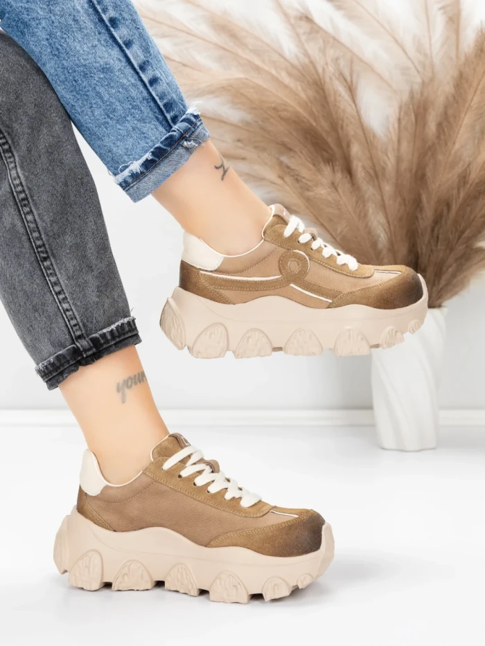 Pantofi Sport Dama din piele naturala 9802 APRICOT | FRANCO GERARDO