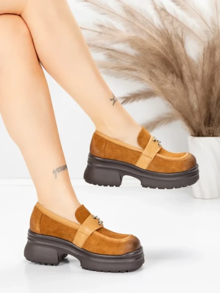 Pantofi Casual Dama din piele naturala 10827 BROWN | FORMAZIONE