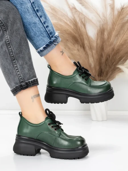 Pantofi Casual Dama din piele naturala 10829 GREEN | FORMAZIONE