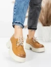 Pantofi Casual Dama din piele naturala 10829 YELLOW | FORMAZIONE