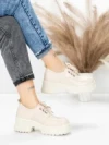 Pantofi Casual Dama din piele naturala 10829 CREAM | FORMAZIONE