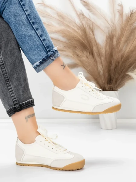 Pantofi Sport Dama din piele naturala KM0820 CREAM | ADVANCER