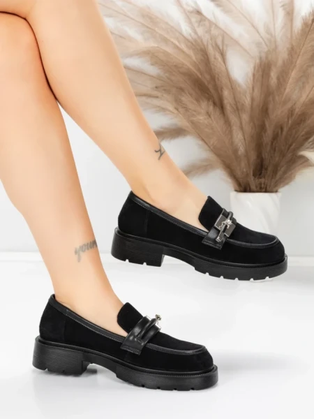 Pantofi Casual Dama din piele naturala 8991F BLACK | ADVANCER