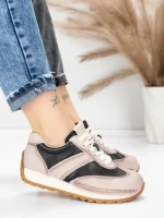 Pantofi Sport Dama din piele naturala KM9218 BLACK-CREAM | ADVANCER
