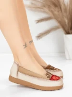 Balerini Dama din piele naturala KM5315 KHAKI | ADVANCER