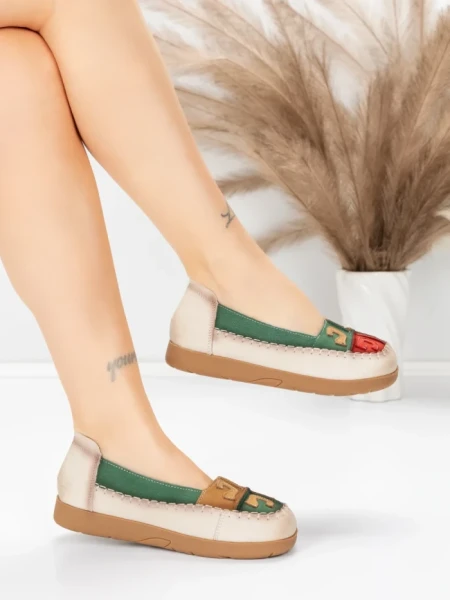 Balerini Dama din piele naturala KM5315 GREEN | ADVANCER