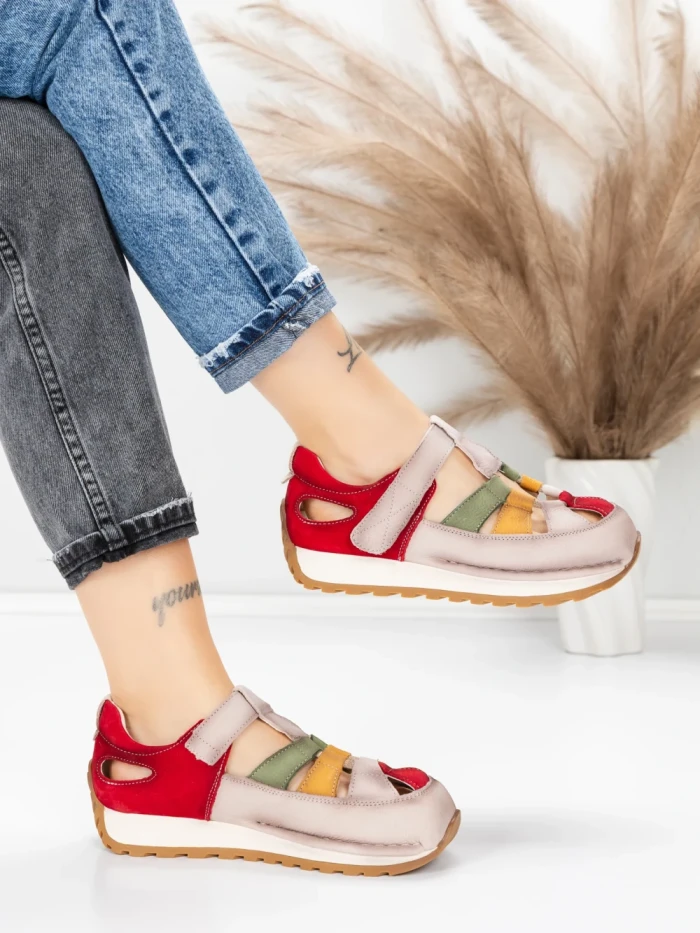 Pantofi Sport Dama din piele naturala KM9207 RED | ADVANCER