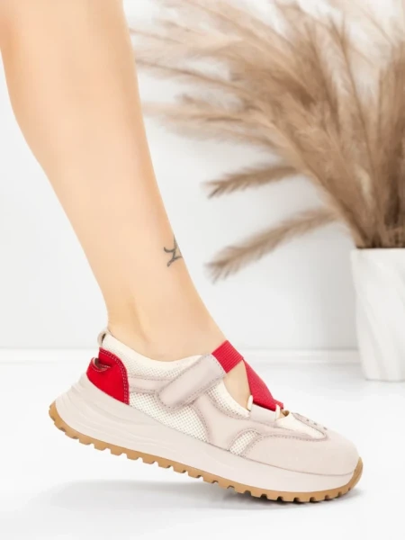 Pantofi Sport Dama din piele naturala KM3906 RED | ADVANCER