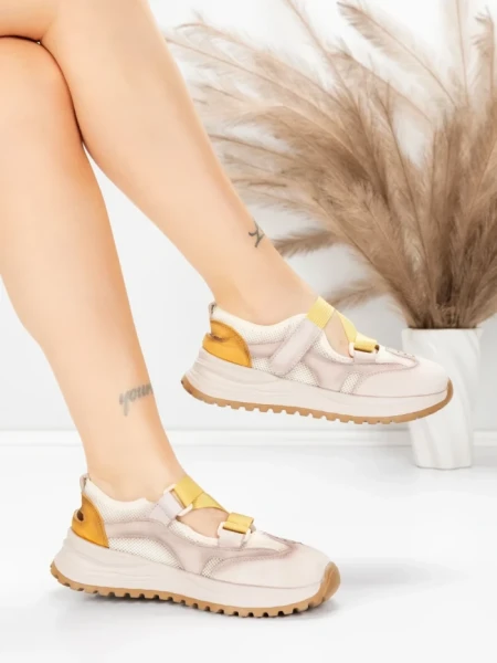 Pantofi Sport Dama din piele naturala KM3906 YELLOW | ADVANCER