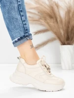 Pantofi Sport Dama din piele naturala 10785 CREAM | FRANCO GERARDO
