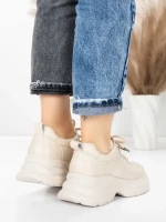 Pantofi Sport Dama din piele naturala 10785 CREAM | FRANCO GERARDO