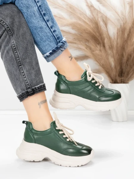 Pantofi Sport Dama din piele naturala 10785 GREEN | FRANCO GERARDO