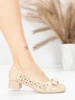 Pantofi cu toc din piele naturala 25876-13 APRICOT | ADVANCER