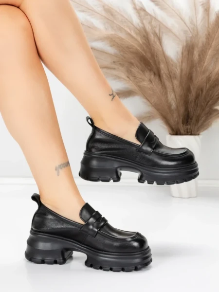 Pantofi Casual Dama din piele naturala 8307 BLACK | ADVANCER