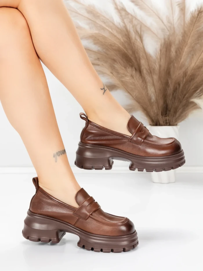 Pantofi Casual Dama din piele naturala 8307 BROWN | ADVANCER