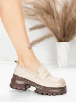 Pantofi Casual Dama din piele naturala 8307 CREAM | ADVANCER