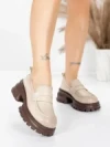 Pantofi Casual Dama din piele naturala 8307 CREAM | ADVANCER