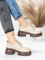 Pantofi Casual Dama din piele naturala 8305 CREAM | ADVANCER